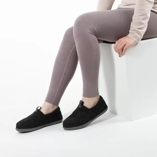 imageRockDove Womens Knit Cuff Closed Back SlipperBlack