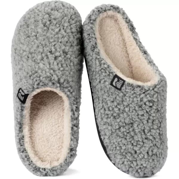imageRockDove Womens Plush Retreat Sherpa Fleece Clog SlipperLight Grey