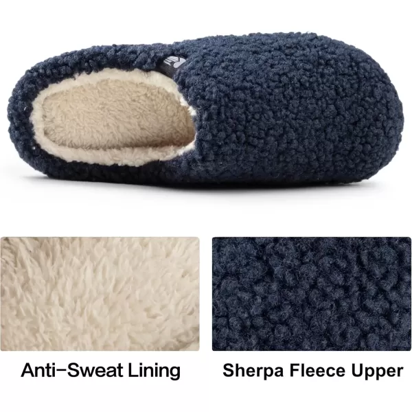 imageRockDove Womens Plush Retreat Sherpa Fleece Clog SlipperNavy Blue
