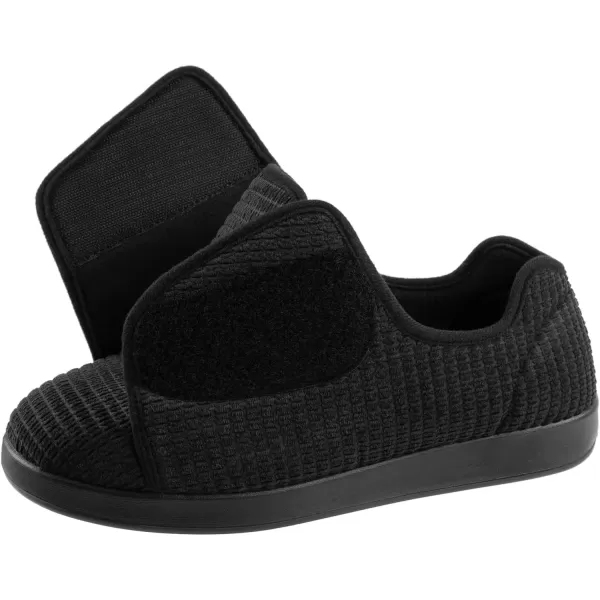 imageMens Adaptive Wide Width Diabetic Comfort Slipper ShoeBlack
