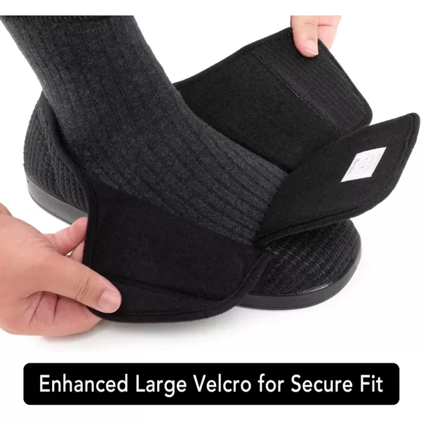 imageMens Adaptive Wide Width Diabetic Comfort Slipper ShoeBlack