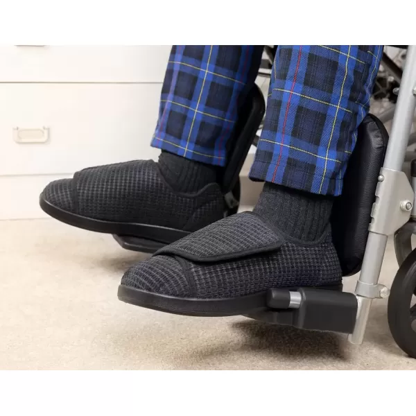 imageMens Adaptive Wide Width Diabetic Comfort Slipper ShoeDark Grey