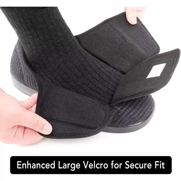 imageMens Adaptive Wide Width Diabetic Comfort Slipper ShoeDark Grey