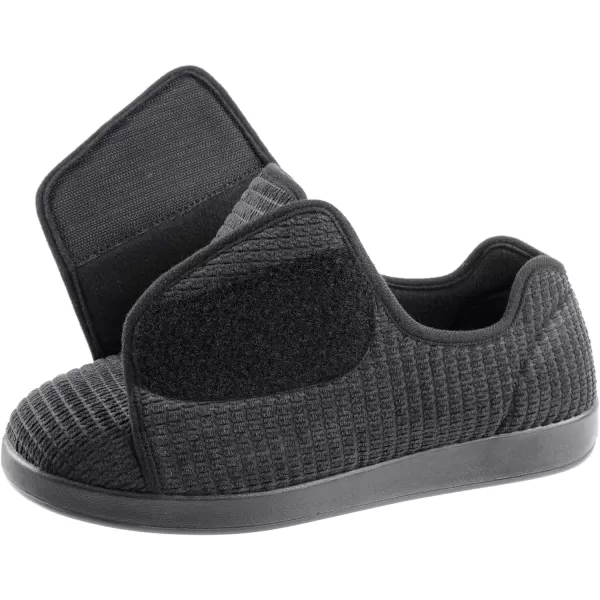 imageMens Adaptive Wide Width Diabetic Comfort Slipper ShoeDark Grey