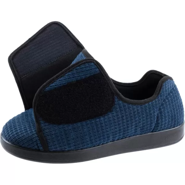 imageMens Adaptive Wide Width Diabetic Comfort Slipper ShoeNavy Blue