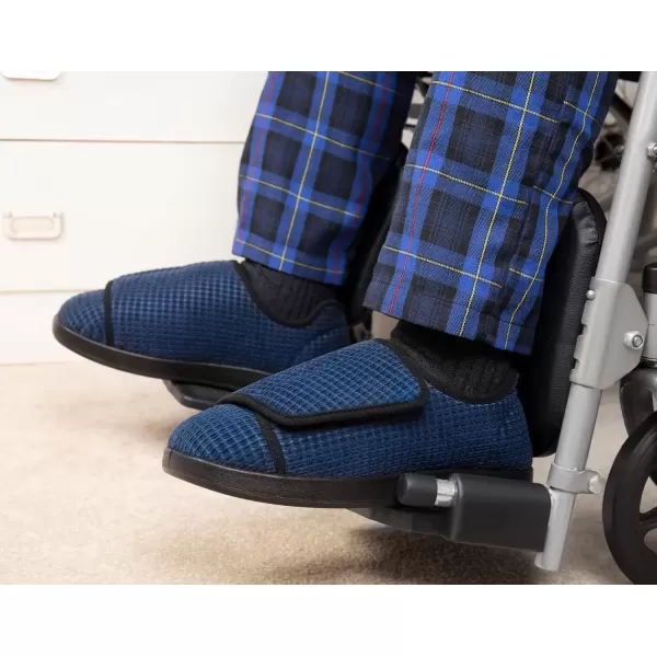 imageMens Adaptive Wide Width Diabetic Comfort Slipper ShoeNavy Blue
