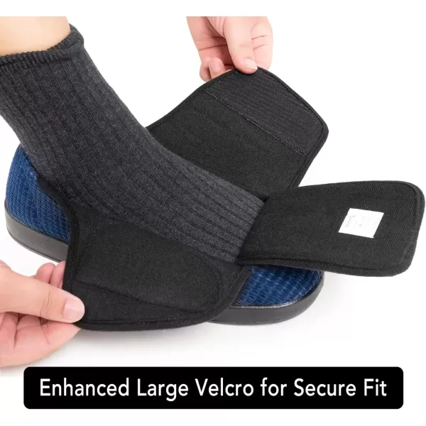 imageMens Adaptive Wide Width Diabetic Comfort Slipper ShoeNavy Blue
