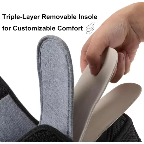 imageMens Diabetic Wide Width Breathable Waffle Knit Adjustable Slipper with AntiSlip Indoor Outdoor SoleBlack