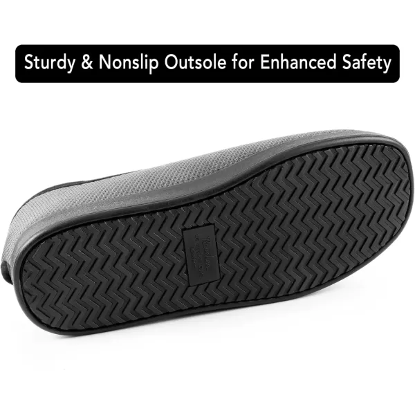 imageMens Diabetic Wide Width Breathable Waffle Knit Adjustable Slipper with AntiSlip Indoor Outdoor SoleGrey