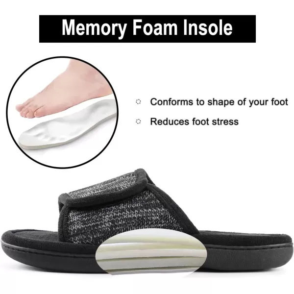 imageRockDove Mens Adjustable Wrap Memory Foam Slide SlipperBlack