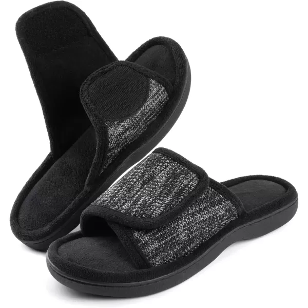 imageRockDove Mens Adjustable Wrap Memory Foam Slide SlipperBlack