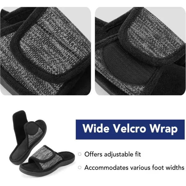 imageRockDove Mens Adjustable Wrap Memory Foam Slide SlipperBlack