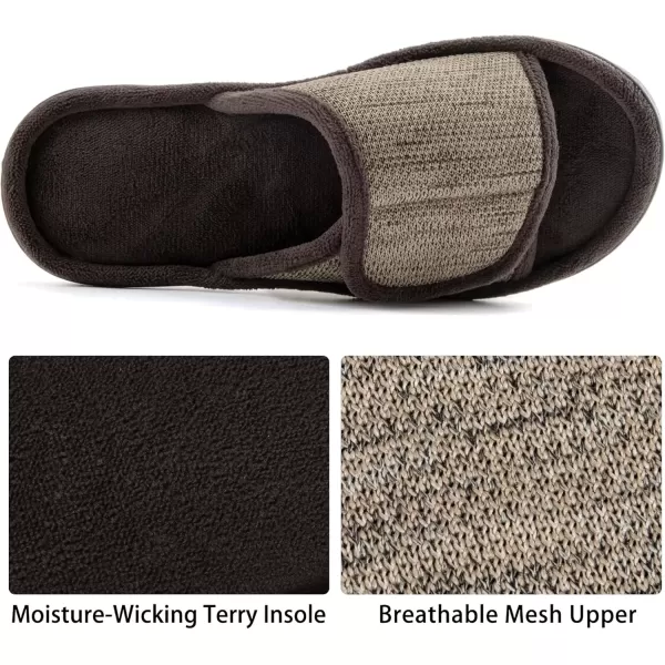 imageRockDove Mens Adjustable Wrap Memory Foam Slide SlipperCoffee