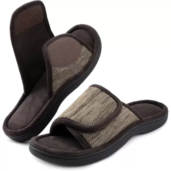 imageRockDove Mens Adjustable Wrap Memory Foam Slide SlipperCoffee