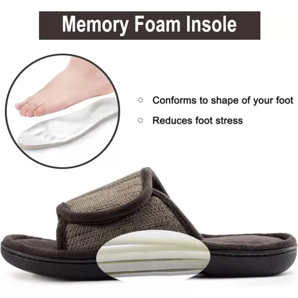 imageRockDove Mens Adjustable Wrap Memory Foam Slide SlipperCoffee