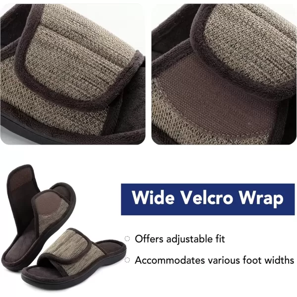 imageRockDove Mens Adjustable Wrap Memory Foam Slide SlipperCoffee