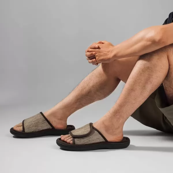 imageRockDove Mens Adjustable Wrap Memory Foam Slide SlipperCoffee