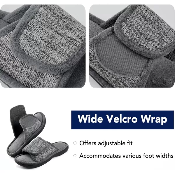 imageRockDove Mens Adjustable Wrap Memory Foam Slide SlipperGrey