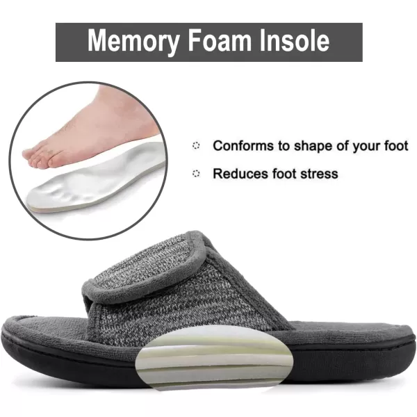 imageRockDove Mens Adjustable Wrap Memory Foam Slide SlipperGrey