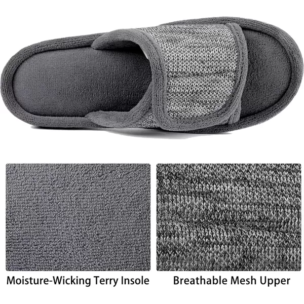 imageRockDove Mens Adjustable Wrap Memory Foam Slide SlipperGrey
