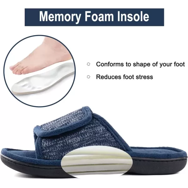 imageRockDove Mens Adjustable Wrap Memory Foam Slide SlipperNavy Blue