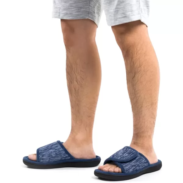 imageRockDove Mens Adjustable Wrap Memory Foam Slide SlipperNavy Blue