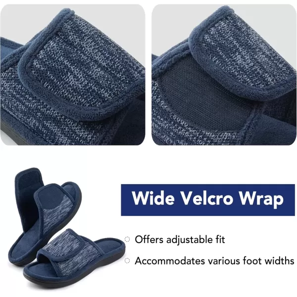 imageRockDove Mens Adjustable Wrap Memory Foam Slide SlipperNavy Blue