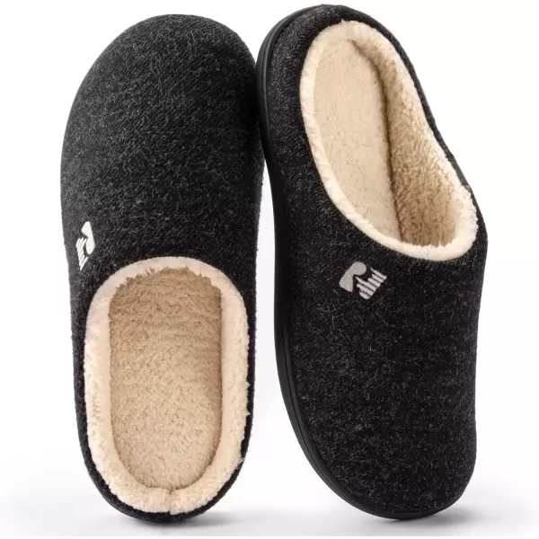 imageRockDove Mens Sherpa Lined Memory Foam Clog SlipperBlack