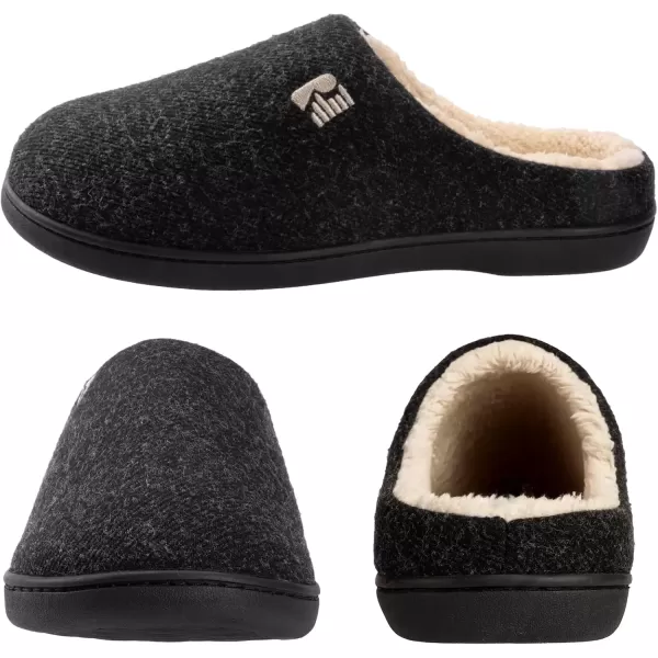 imageRockDove Mens Sherpa Lined Memory Foam Clog SlipperBlack