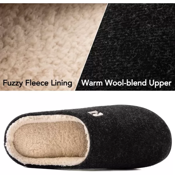 imageRockDove Mens Sherpa Lined Memory Foam Clog SlipperBlack