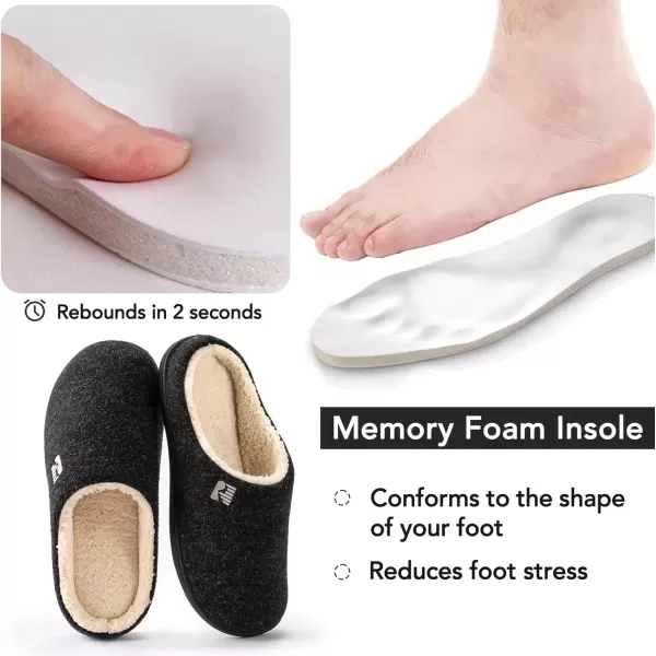 imageRockDove Mens Sherpa Lined Memory Foam Clog SlipperBlack
