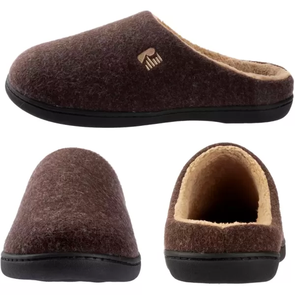 imageRockDove Mens Sherpa Lined Memory Foam Clog SlipperCoffee