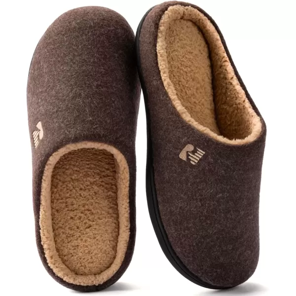 imageRockDove Mens Sherpa Lined Memory Foam Clog SlipperCoffee