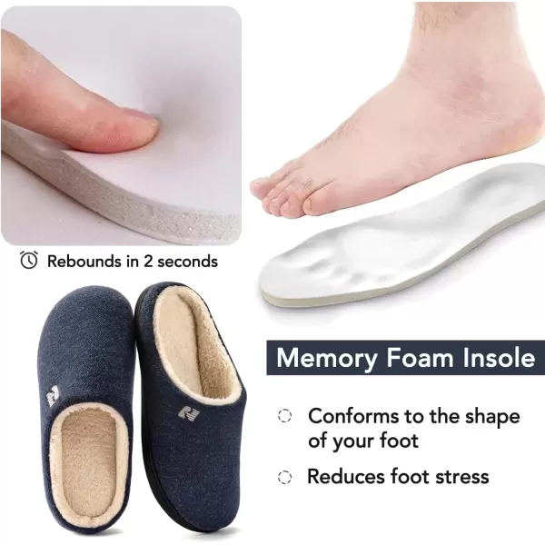 imageRockDove Mens Sherpa Lined Memory Foam Clog SlipperNavy Blue