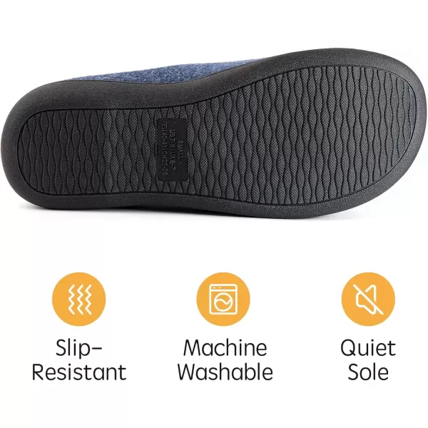 imageRockDove Mens Sherpa Lined Memory Foam Clog SlipperNavy Blue