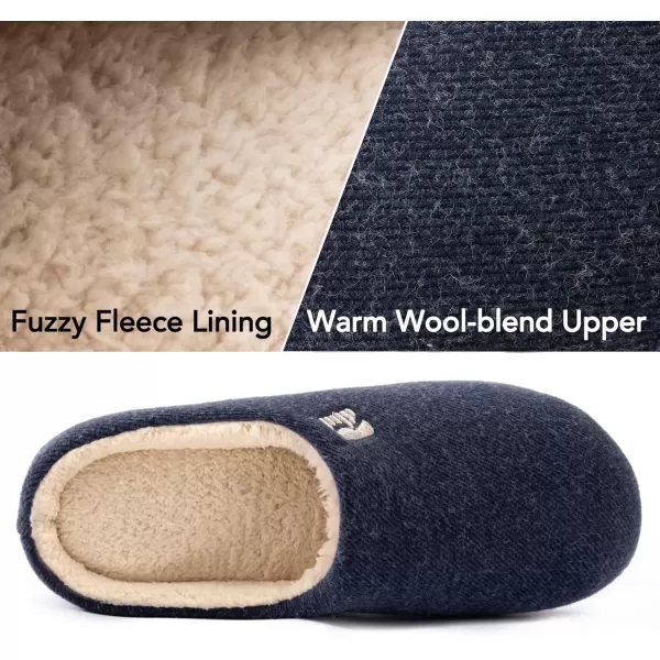imageRockDove Mens Sherpa Lined Memory Foam Clog SlipperNavy Blue