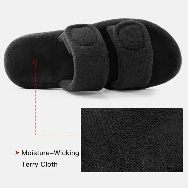 imageRockDove Womens DualStrap Adjustable Slipper with Arch SupportBlack