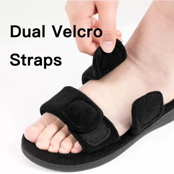 imageRockDove Womens DualStrap Adjustable Slipper with Arch SupportBlack