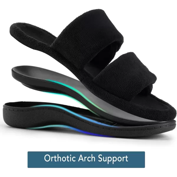 imageRockDove Womens DualStrap Adjustable Slipper with Arch SupportBlack