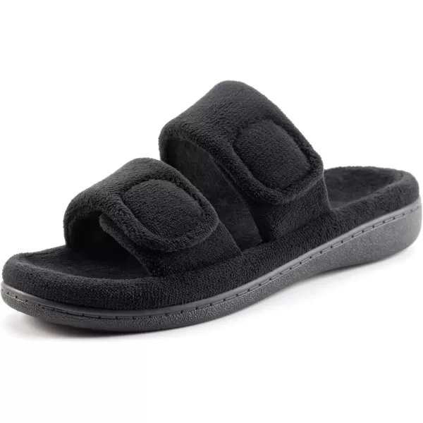 imageRockDove Womens DualStrap Adjustable Slipper with Arch SupportBlack