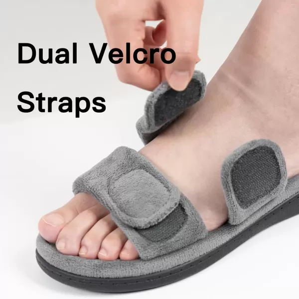 imageRockDove Womens DualStrap Adjustable Slipper with Arch SupportGrey
