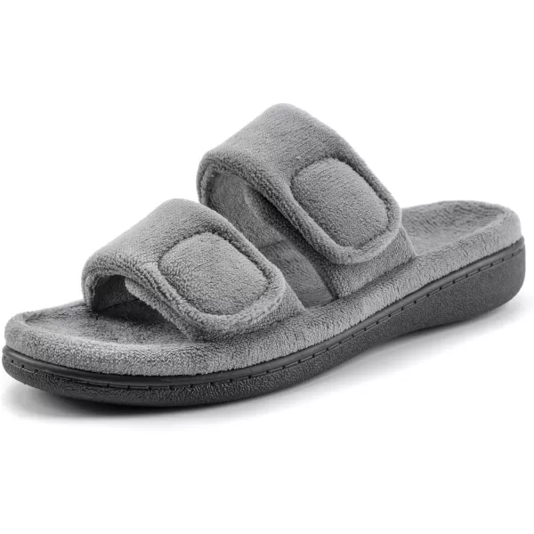 imageRockDove Womens DualStrap Adjustable Slipper with Arch SupportGrey