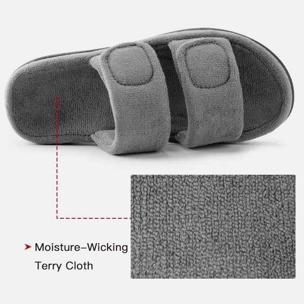 imageRockDove Womens DualStrap Adjustable Slipper with Arch SupportGrey