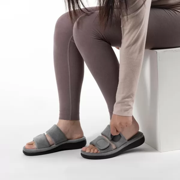imageRockDove Womens DualStrap Adjustable Slipper with Arch SupportGrey