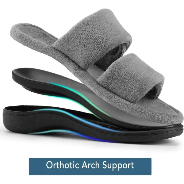 imageRockDove Womens DualStrap Adjustable Slipper with Arch SupportGrey