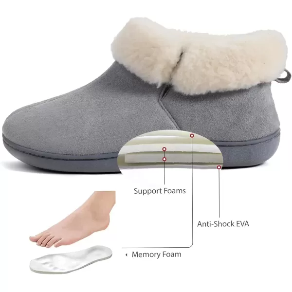 imageRockDove Womens Faux Suede Memory Foam Comfort BootieLight Grey