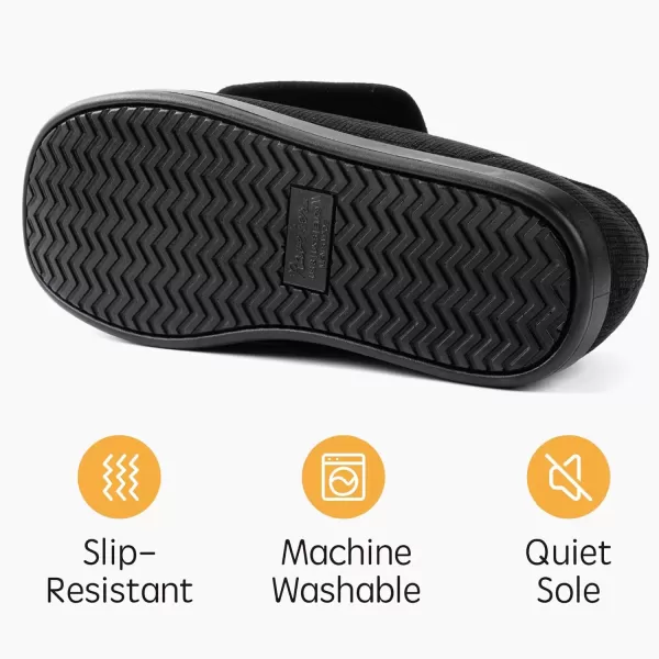 imageWomens Adaptive SlipResistant Wide Width Diabetic Comfort Slipper Shoe with Adjustable HookandLoop ClosureBlack