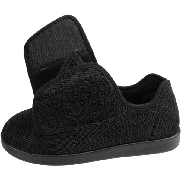 imageWomens Adaptive SlipResistant Wide Width Diabetic Comfort Slipper Shoe with Adjustable HookandLoop ClosureBlack