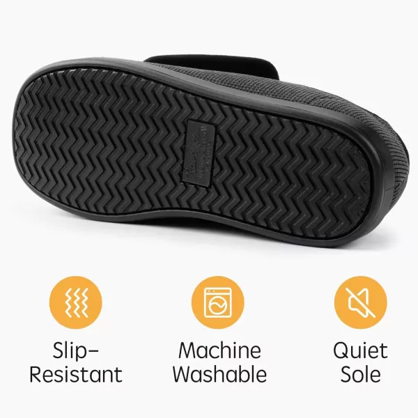 imageWomens Adaptive SlipResistant Wide Width Diabetic Comfort Slipper Shoe with Adjustable HookandLoop ClosureDark Grey