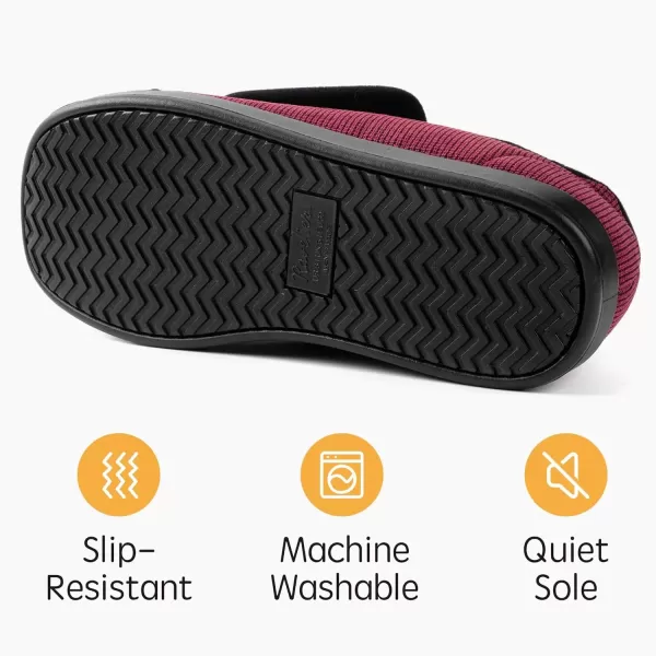 imageWomens Adaptive SlipResistant Wide Width Diabetic Comfort Slipper Shoe with Adjustable HookandLoop ClosureWine